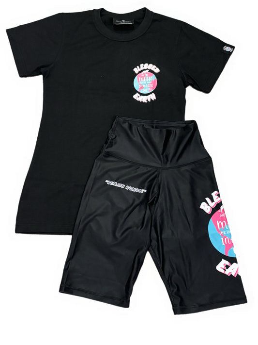 "BLESSED ARE THE MEEK"  Women's Biker Shorts Set